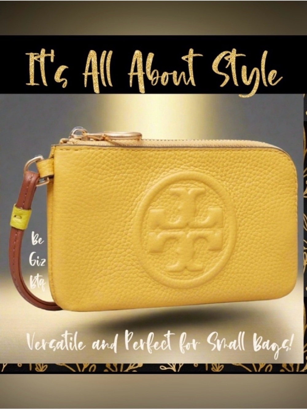 🔥🔥Tory Burch Authentic Leather Color Block Zip Card Case Yellow NWT